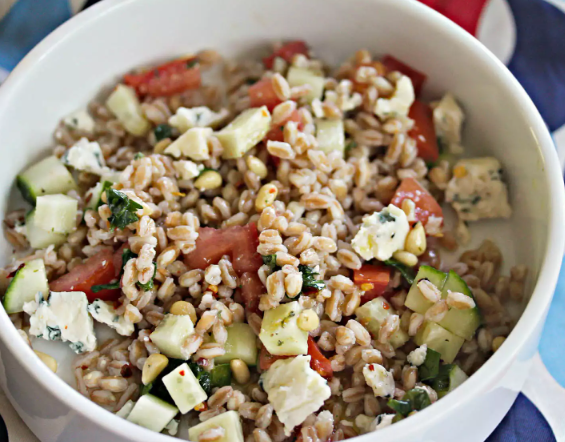 Salad With Blue Cheese, Pine Nuts, And Tomatoes, tomato