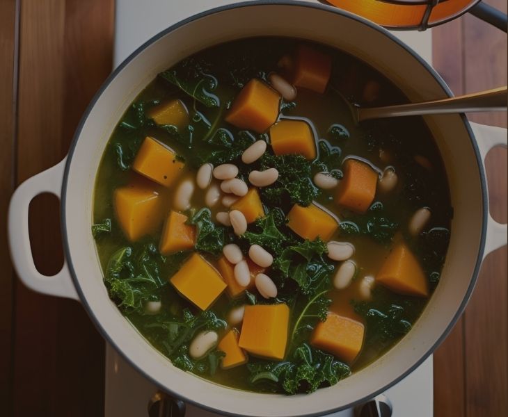 Butternut Squash Kale and White Bean Sou